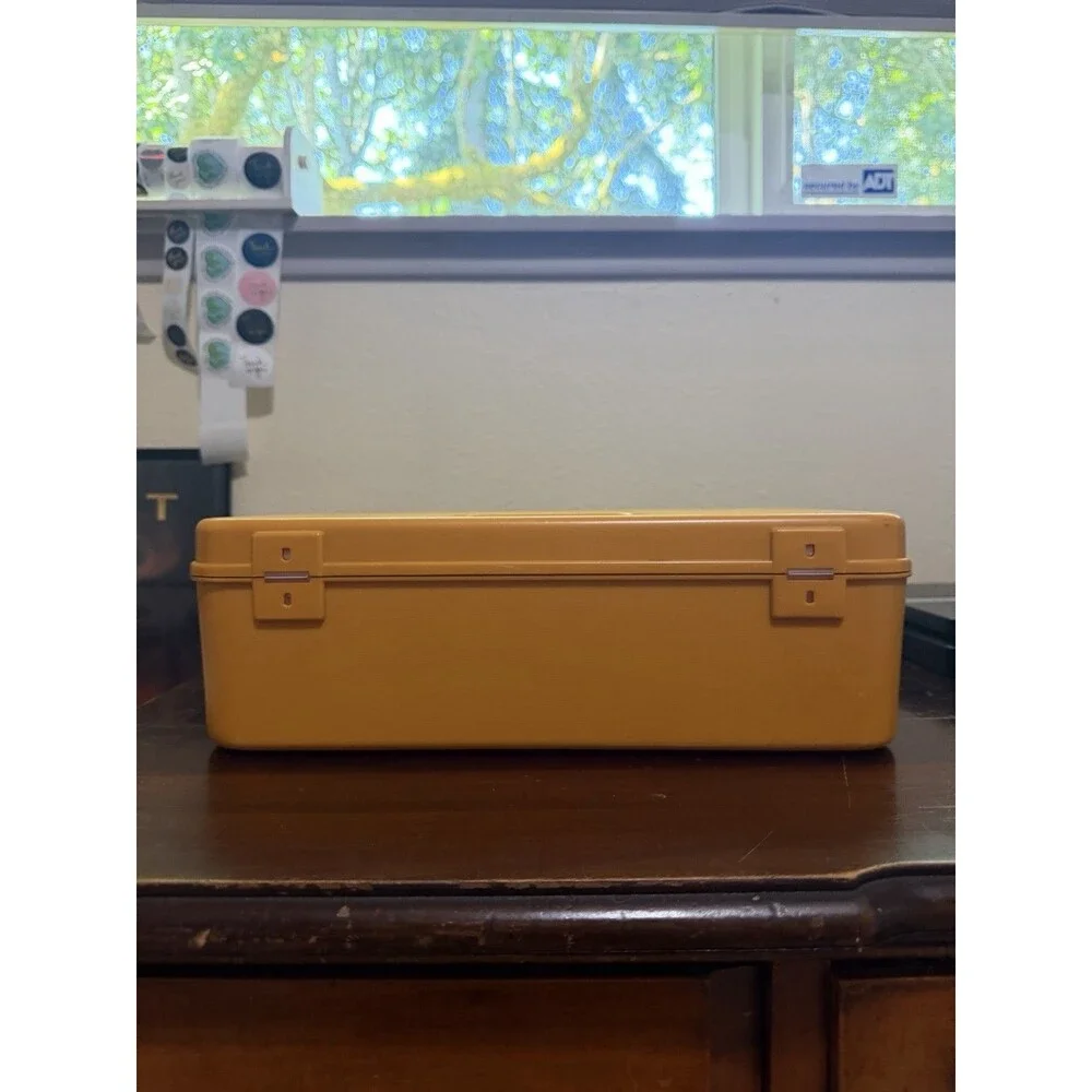 Wilson Mfg Wil-Hold Yellow Plastic Sewing Box Two Levels One Handled Tray